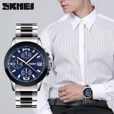 Jam Tangan Pria Original Elegan SKMEI 9126 Biru