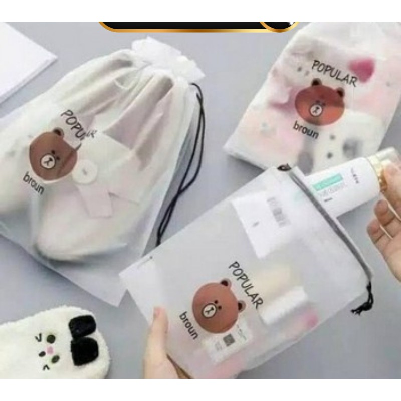 KANTONG SERUT POPULAR BROUN UK SEDANG ANTI AIR/ TRAVELLING ORGANIZER