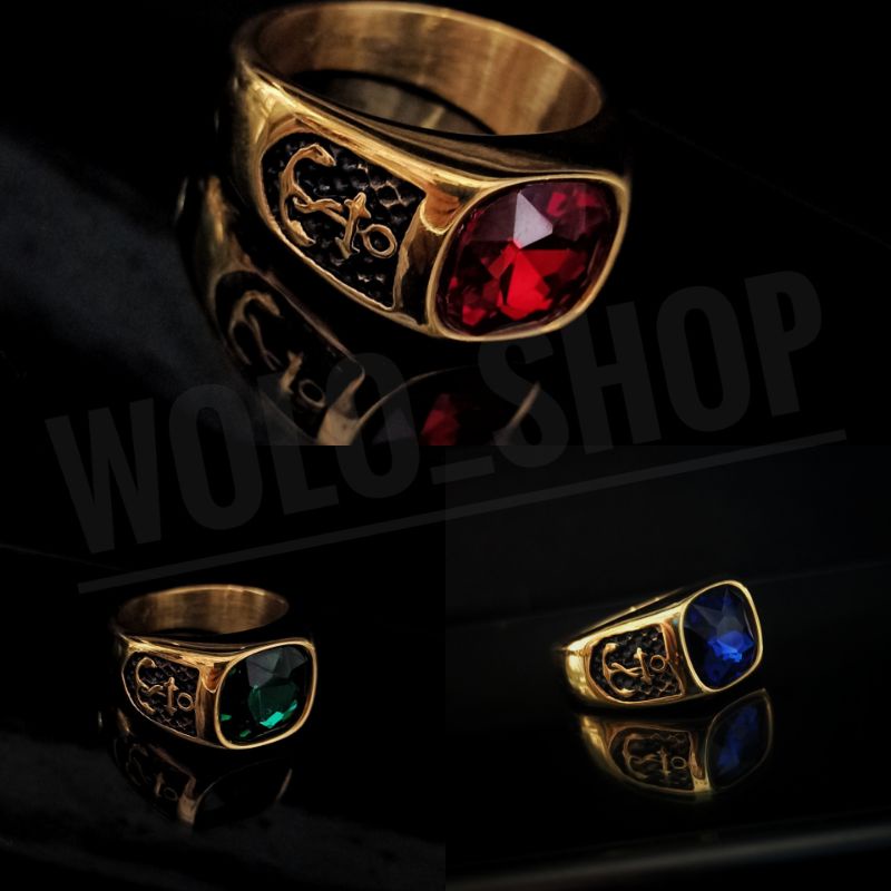 Cincin Titanium Gold Pria Motif Jangkar Keren