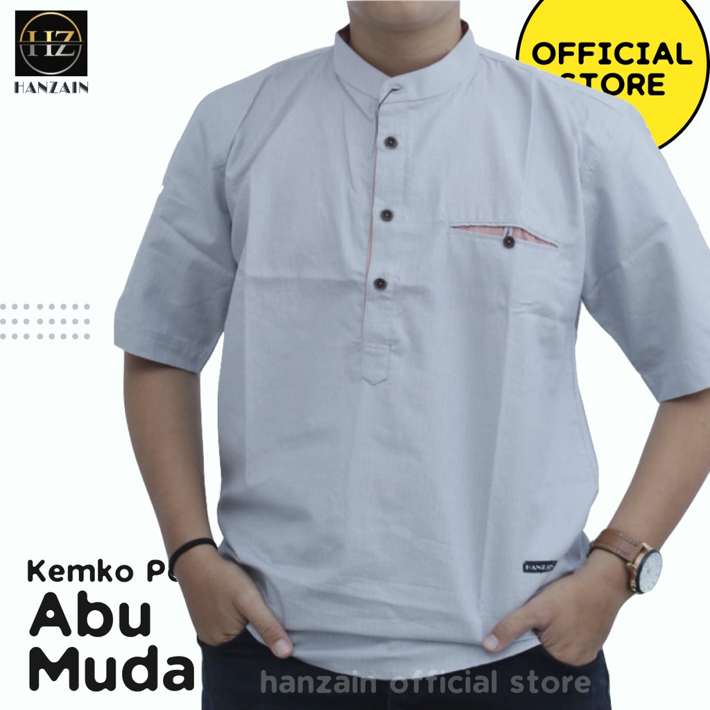 BAJU KEMEJA KOKO KEMKO PENDEK PRIA - ABU ABU MUDA - KATUN - HANZAIN OFFICIAL