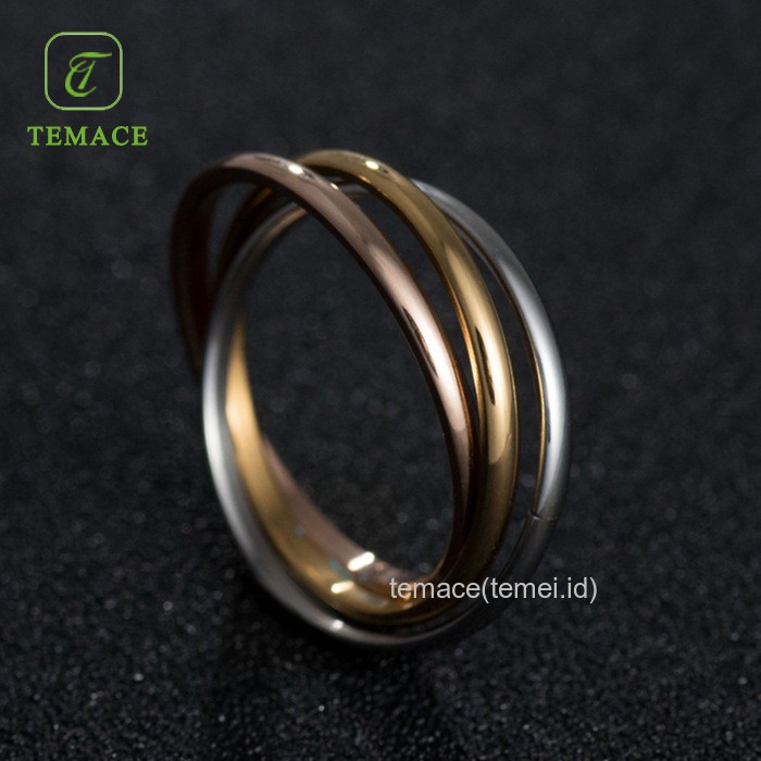 Cincin Bahan Stainless Steel dengan 3 Pilihan Warna untuk Pria / Wanita