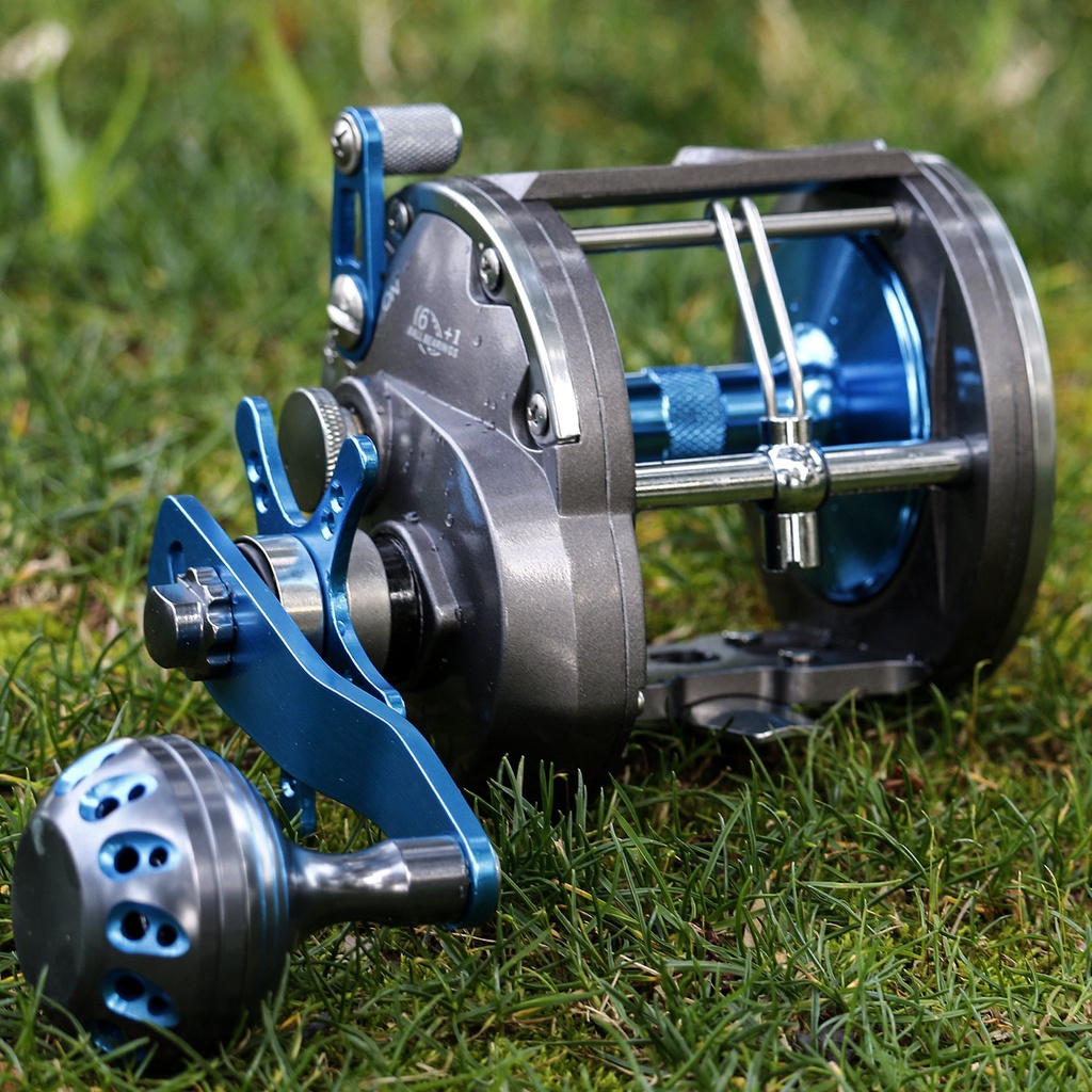 Rasio Gear Fishing Reel Air Asin 4.1: 1 Bintang Grag Reel Bahan Paduan Kekuatan Tinggi Kuat Memancing Drum Trolling Fishing Reel untuk Berselancar dan Air Asin