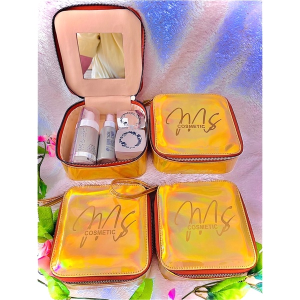 BOX GOLD METALIC /  TAS MAKE UP / TAS KOSMETIK / MAKE UP BOX