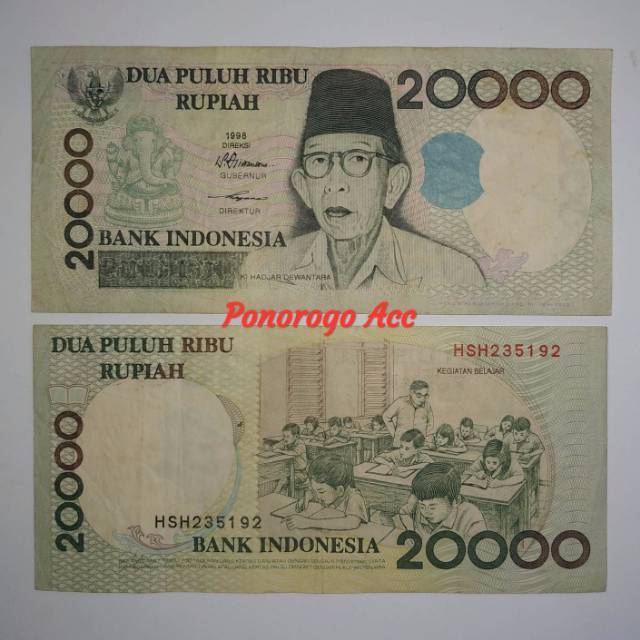 Uang kuno 20rb 20000 rupiah 20.000 rupiah ki hajar dewantara tahun 1998 uang kuno asli