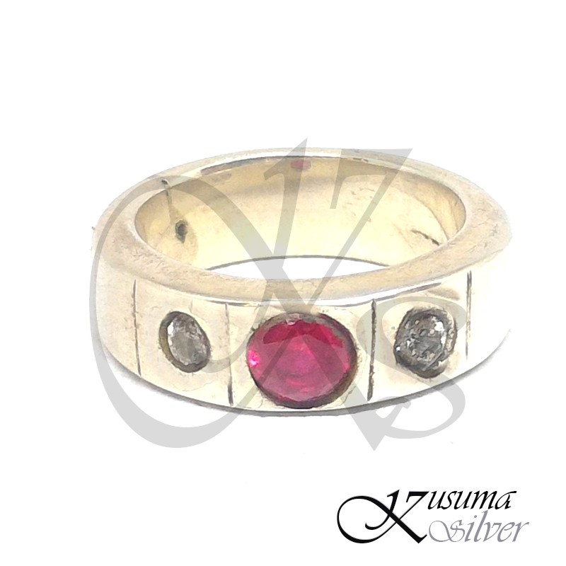 Cincin Ring Perak silver Bali Polos Batu Merah Putih Asli 925 Pria Laki Wanita Custom elegan Keren