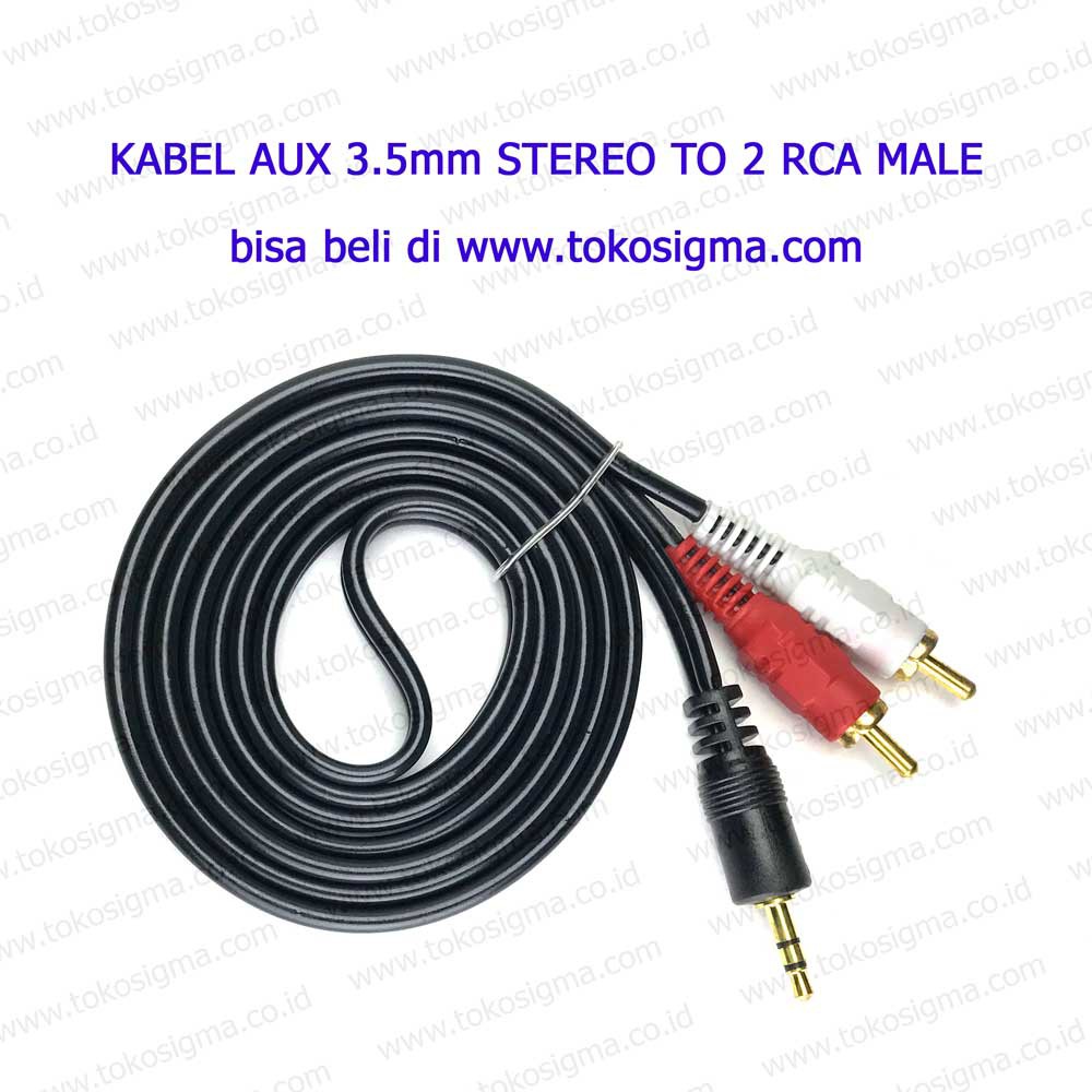 KABEL AUX 3.5mm STEREO TO 2 RCA MALE gold plate