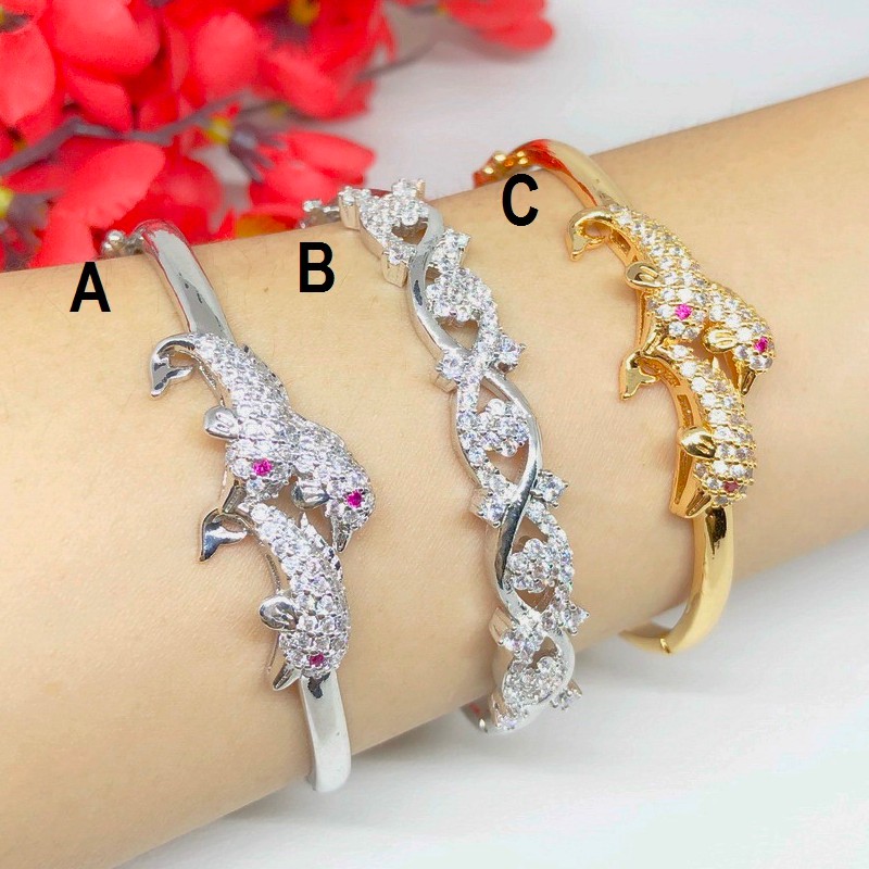 Gelang Bangle Meili Meilyn Lapis Emas Putih Silver Gold Mata - BB330