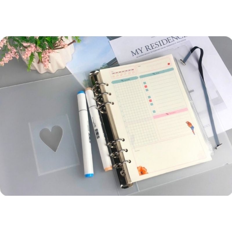 Binder A5 Love Heart Hard Case Photocard / Album Photo PC Paper Sleeve 6 Ring