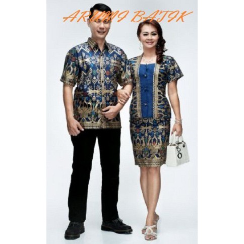 OBRAL BATIK SOLO - Sarimbit / Pasangan / Couple / Keluarga / Seragam Batik 1458 Biru XL