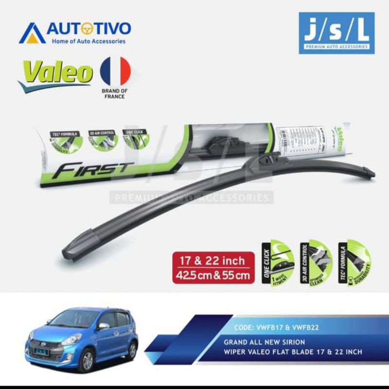 wiper mobil valeo flat Blade quality (2pc) Daihatsu kiri kanan jsl