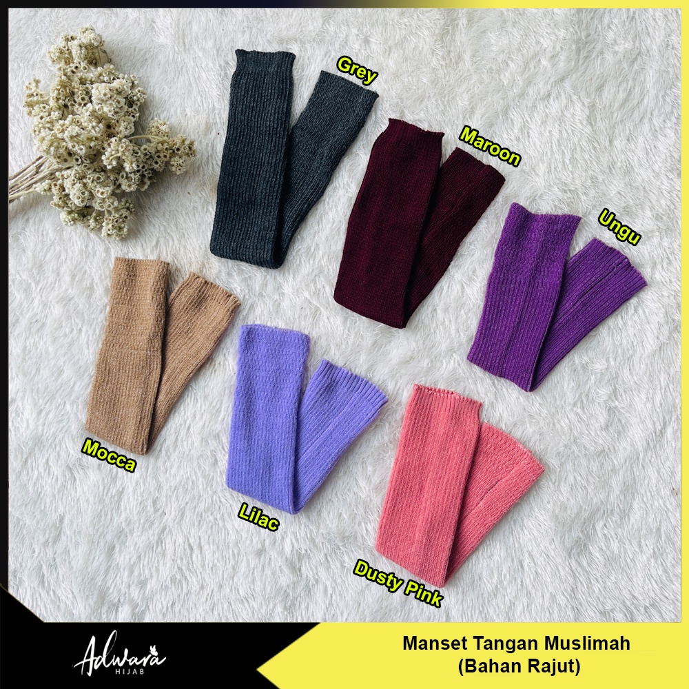 ADWARA HIJAB Manset Tangan Muslimah Bahan Rajut Premium Panjang Sampai Siku / Handsock Wanita Terbaik