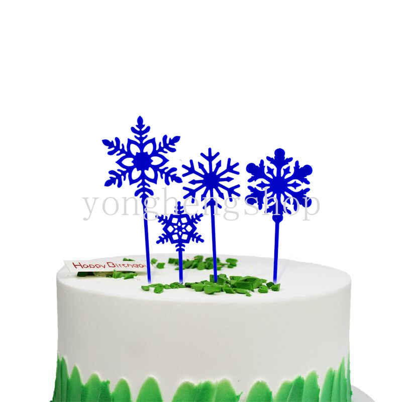 4pcs / set Topper Kue Desain Snowflake Untuk Dekorasi Pesta Pernikahan