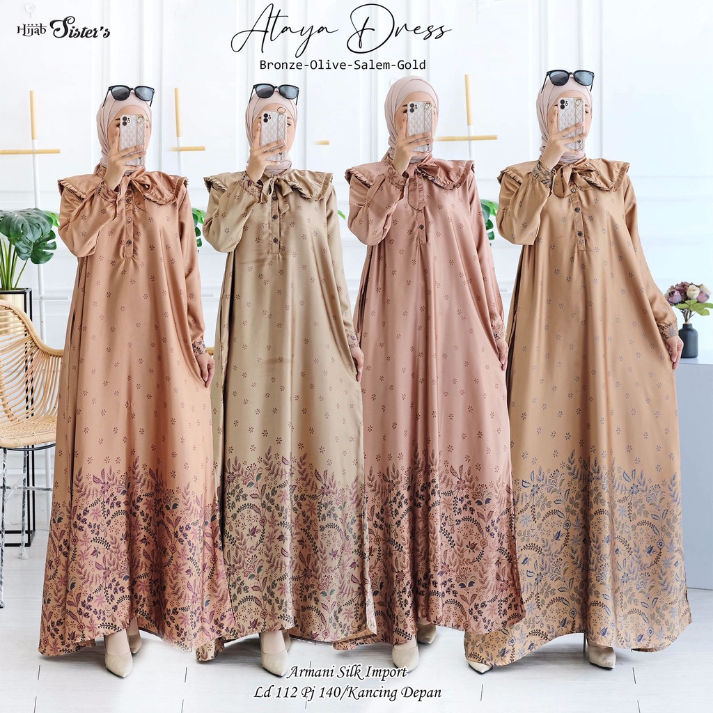 Hijab Sisters Ataya Dress Maxy Gamis Simple Elegan Armani Silk Premium