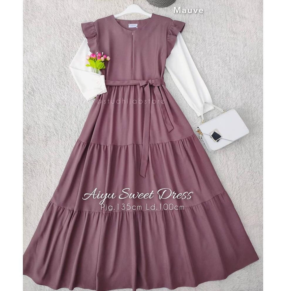 Aiyu Sweet Dress // Gamis Remaja Kekinian Korean Style Busui FREE BELT ▫ LTN.20Au22y