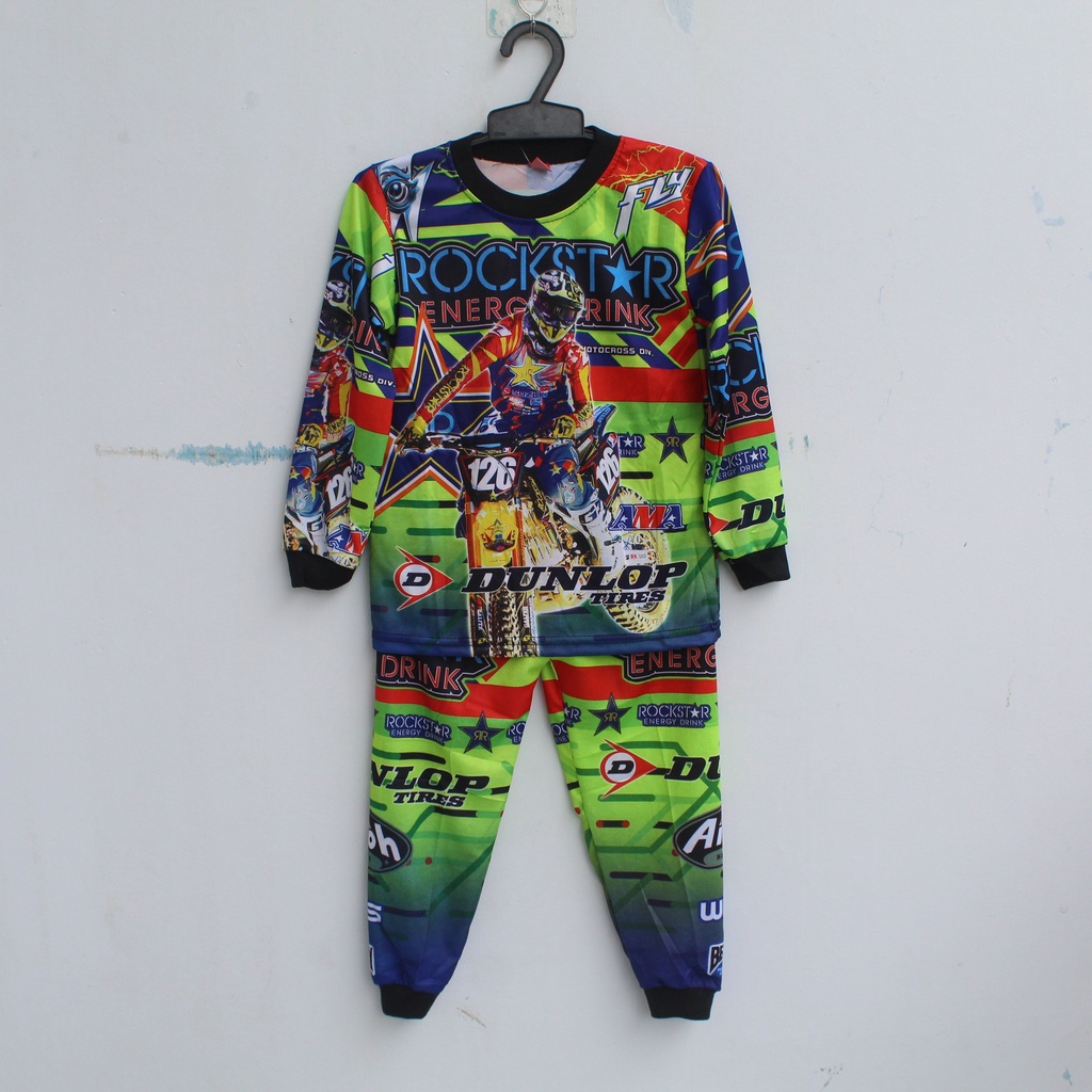 pilih motif setelan baju balap motor cross size 4-20