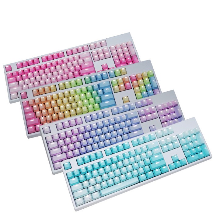 ALCHA KEYCAPS GRADIENT PBT DOUBLE SHOT BACKLIT RAINBOW SKY BLUE PINK - RANDOM