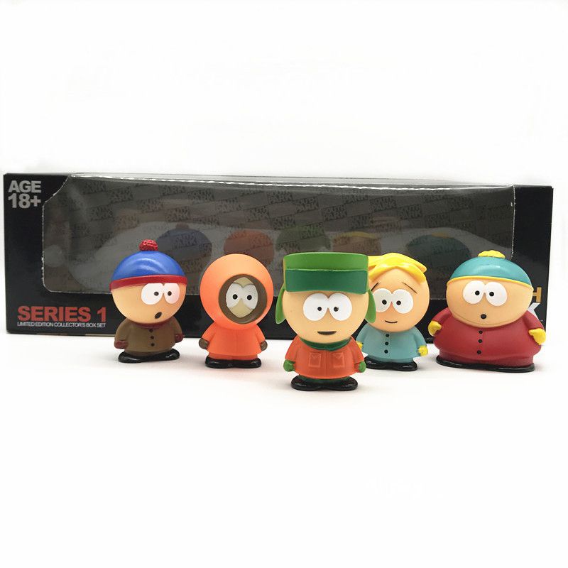 5pcs Action Figure South Park Anime Miniatur Stan Kyle Eric Kenny Leopard 6cm