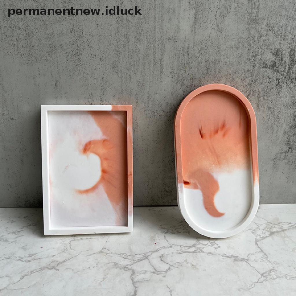 Cetakan Baki Penyimpanan Pot Bunga Resin Bentuk Oval Persegi Panjang Bahan Silikon