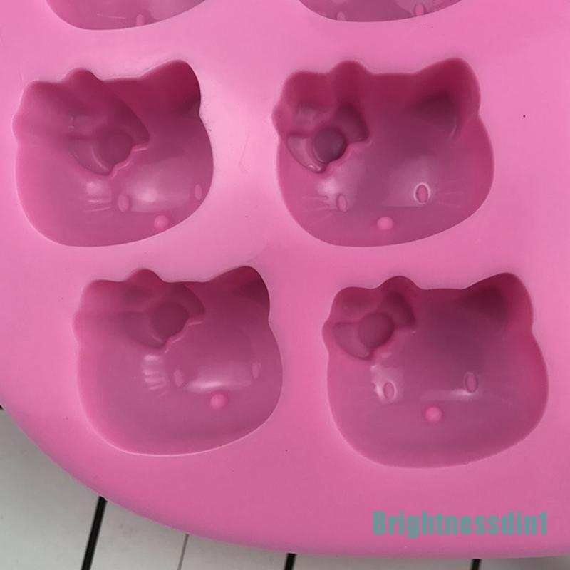 1 In 1 Cetakan Kue Bentuk Kucing Warna Pink Bahan Silikon Untuk Baking