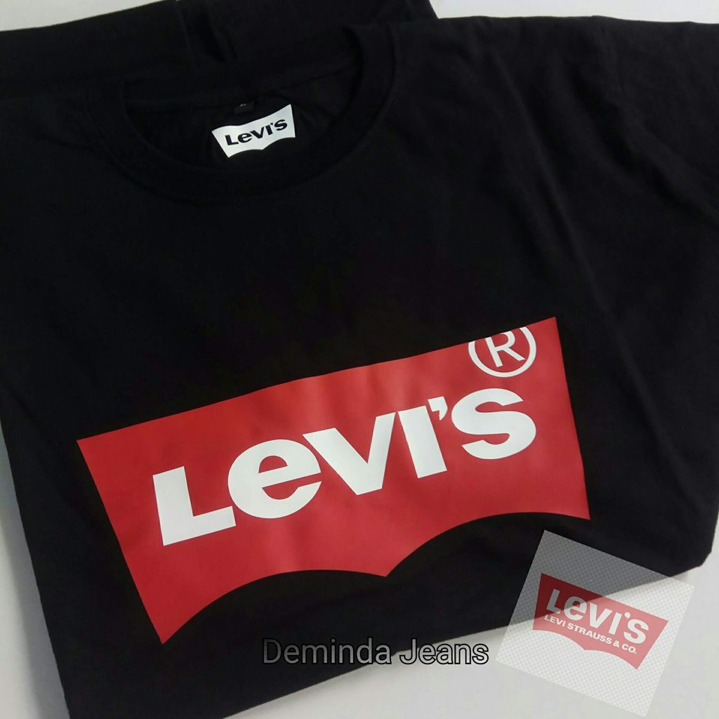 Kaos Pendek Oblong Pria Wanita Hitam Logo Levi Size M LXL XXL Model Terbaru 2023