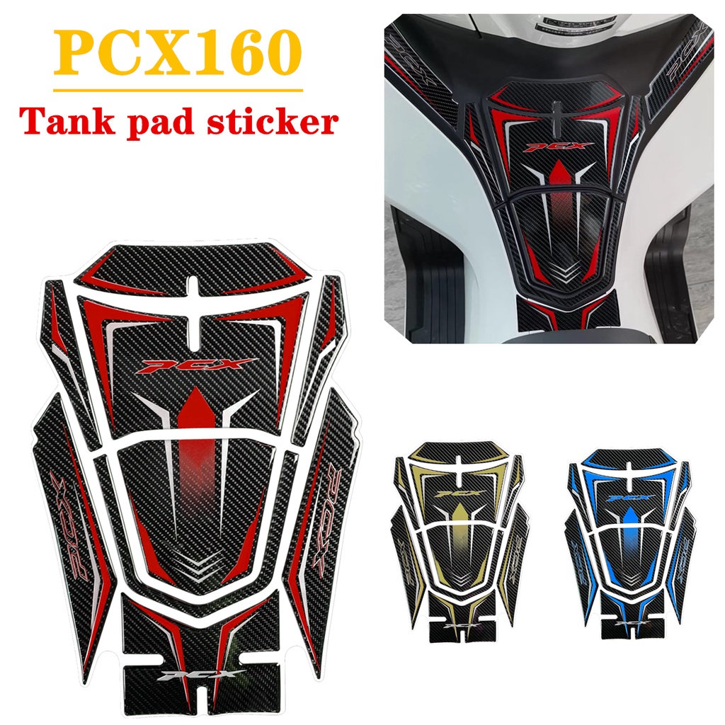 Stiker Pelindung Tangki Bensin Motor Honda PCX160 2021 Motif Serat Karbon 3D Anti Debu Dan Gores