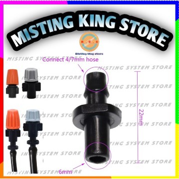 NEPEL SPRAYER 6MM MIST NOZZLE MISTING KE SELANG PE 4 X 7 MM ATAU KE SELANG PU 4 X 6 MM