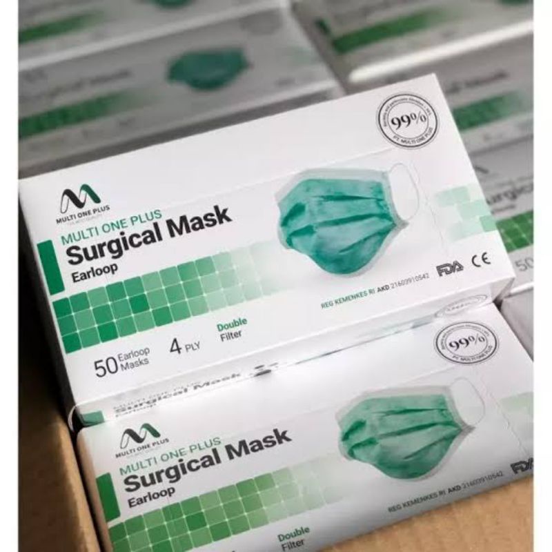 Masker ear loop 4 ply Multi one plus isi 50 pcs / surgical mask