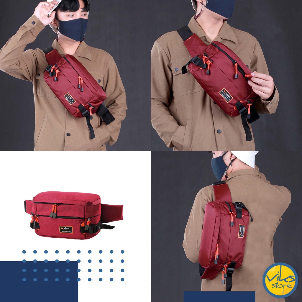 Tas Pinggang Pria Cowok Elbrus Tas Sunmori Original Selempang Waistbag Besar Casual Premium Multifungsi Lokal