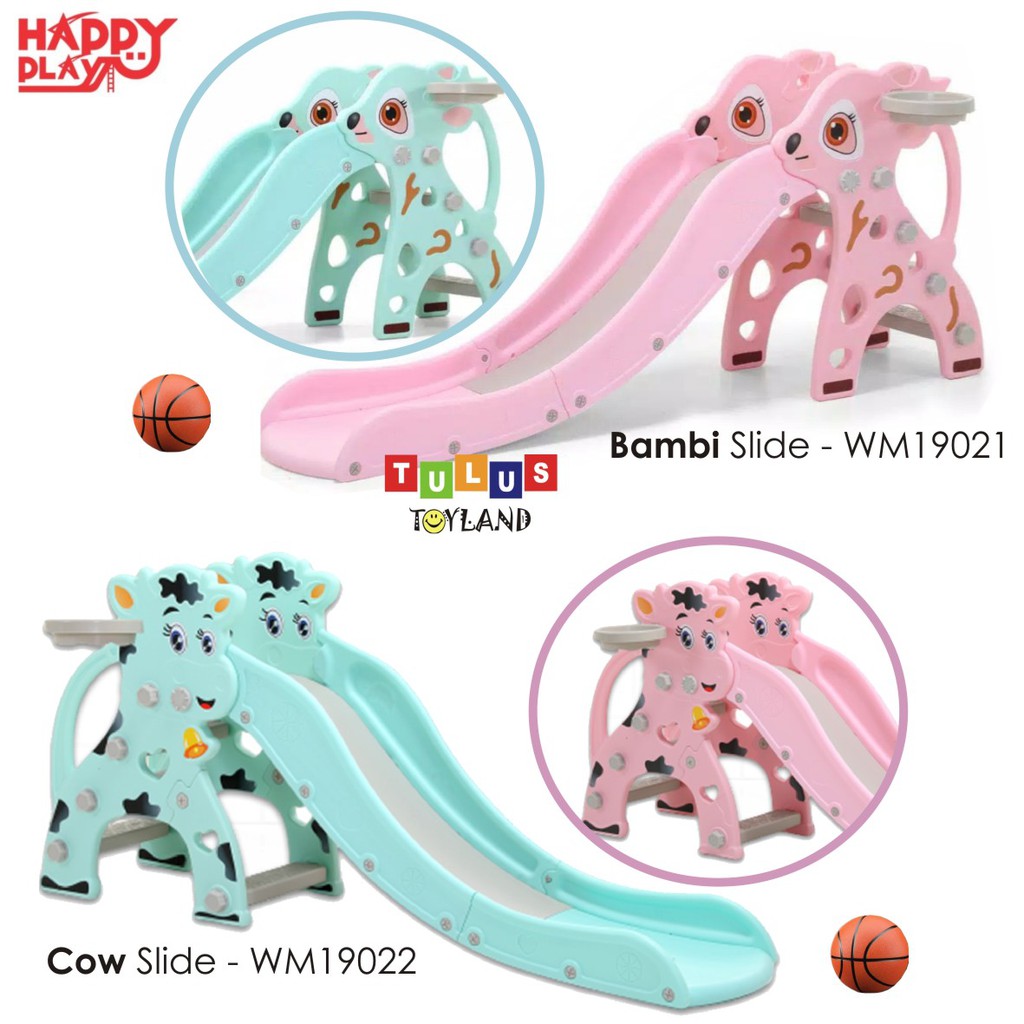 Perosotan Murah HappyPlay Bambi Slide WM 19021 Cow Slide WM1922 Mainan 2 in 1 Seluncuran Basket Anak