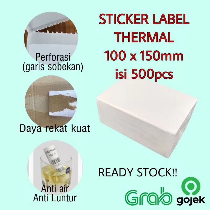 Label Stiker Thermal Kertas Thermal Kertas Barcode Resi 100x150 mm A6