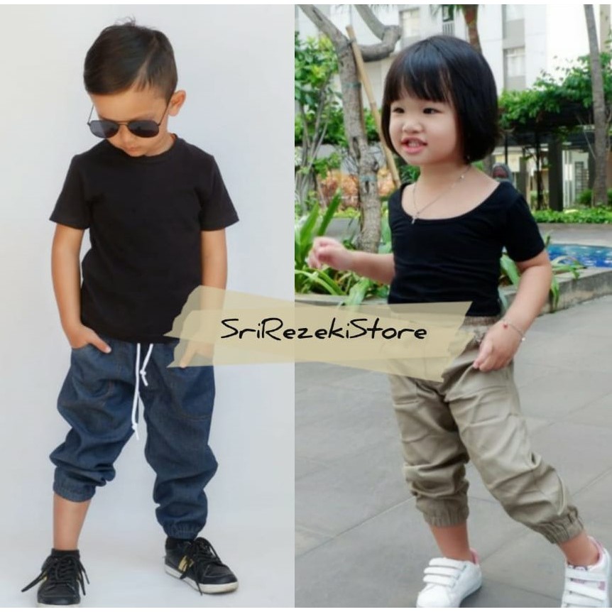 Celana Joger Anak Bahan Denim Ukuran S M L Shopee Indonesia Celana Joger Anak Bahan Denim Ukuran S M L Shopee Indonesia