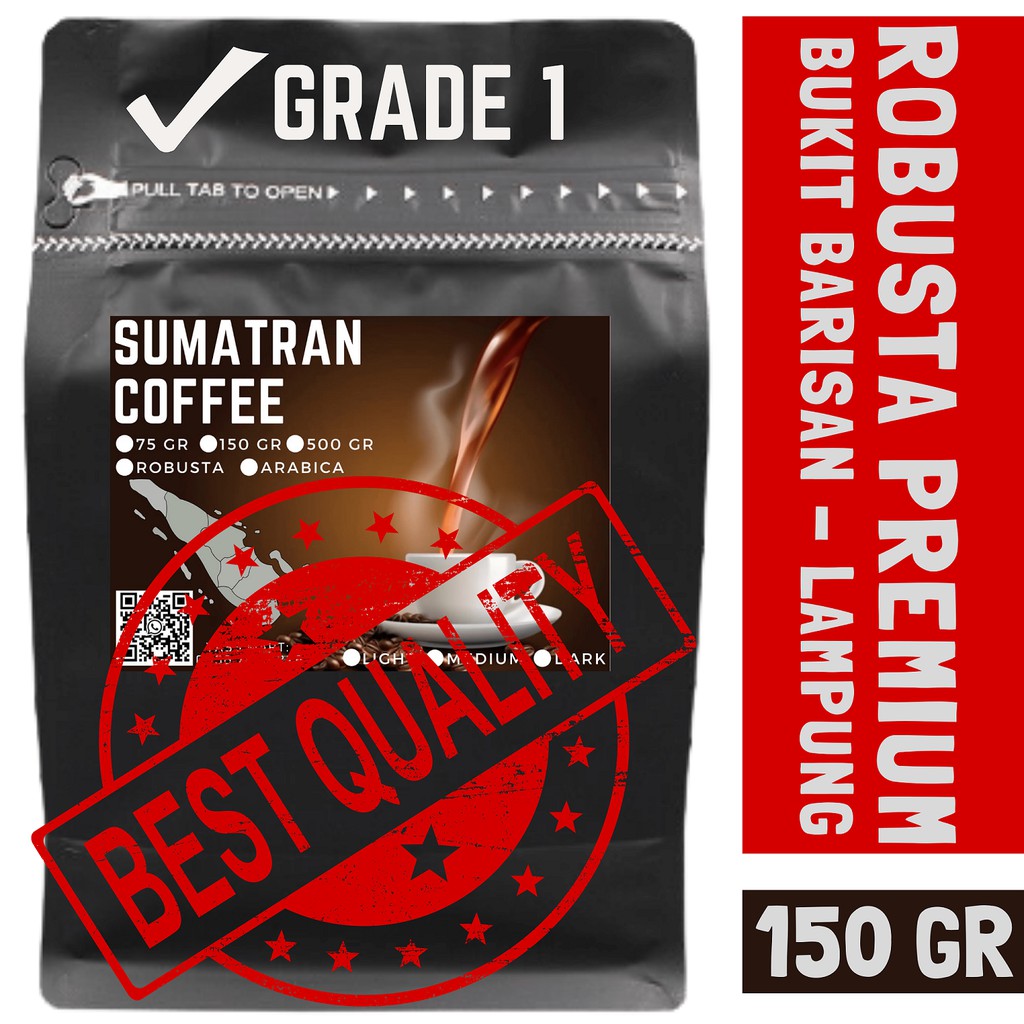 

SUMATRAN COFEE ROBUSTA [GRADE 1 SUPER RED BEAN] KOPI BUBUK 150 GR SINGLE ORIGIN TANGGAMUS LAMPUNG | KOPI PETIK MERAH | KOPI BUBUK INSTANT | KOPI TUBRUK |KOPI HITAM KOPI PILIHAN | PREMIUM COFEE SETARA KOPI ARABICA GAYO ACEH ATAU MANDAELING | YASS MART ID