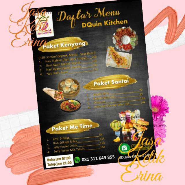 Desain Menu Restoran, Warung, Kedai (Desain saja)