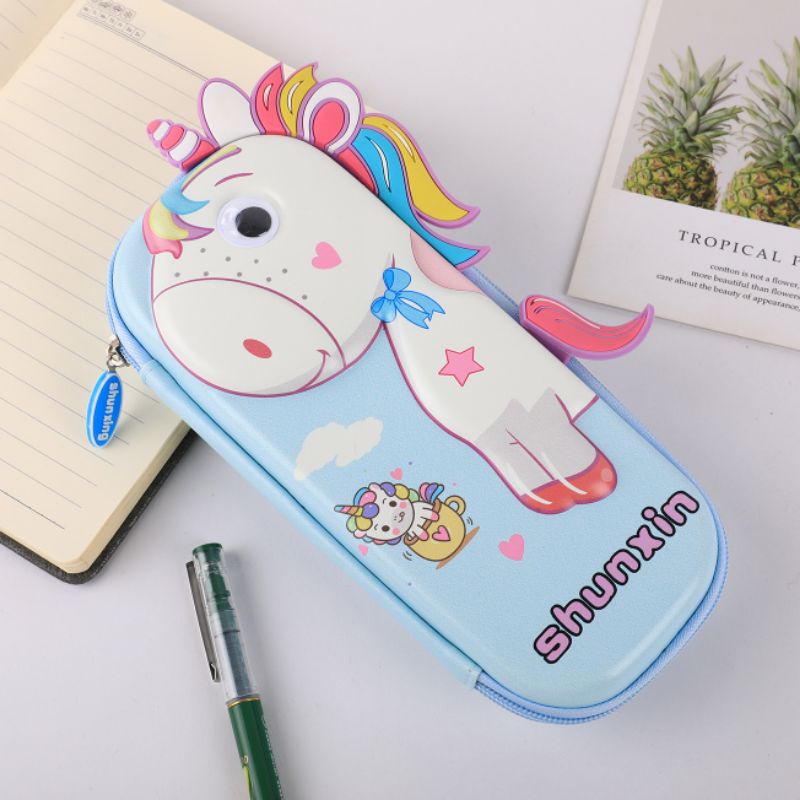 kotak pensil 3d timbul unicorn dinosaurus