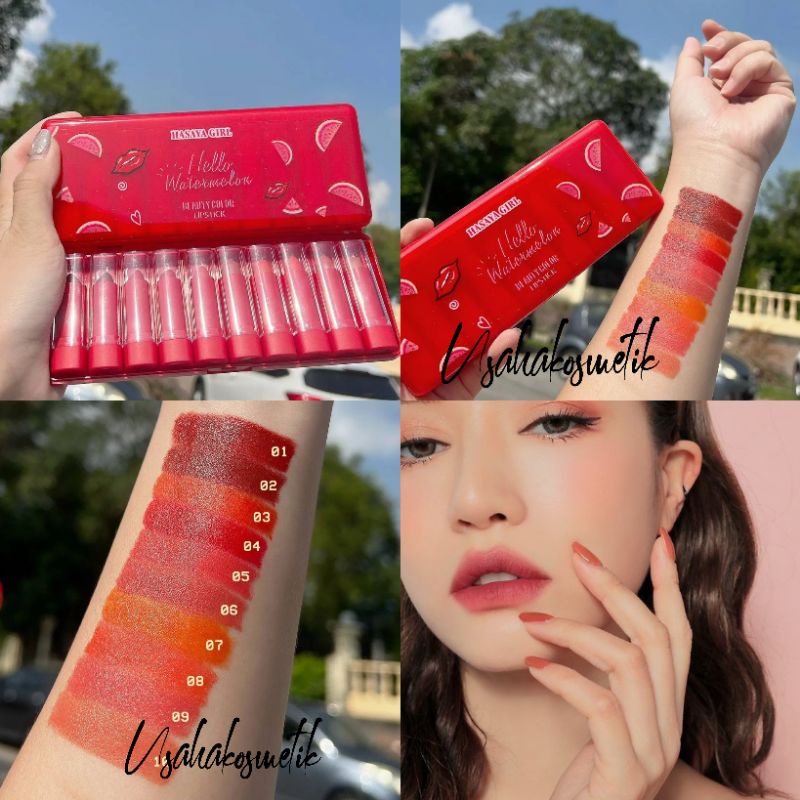 PROMO 1PAK 10PCS Lipstik Matte Hasaya Girl Hello watermelon NO.HH1052