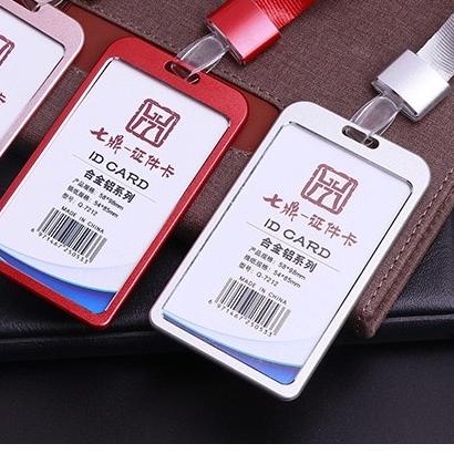 

Termurah!! (dib-1272) Name Tag ID Card Holder Dada Kalung Id card Almunium Metal 2 sisi/2 kartu
