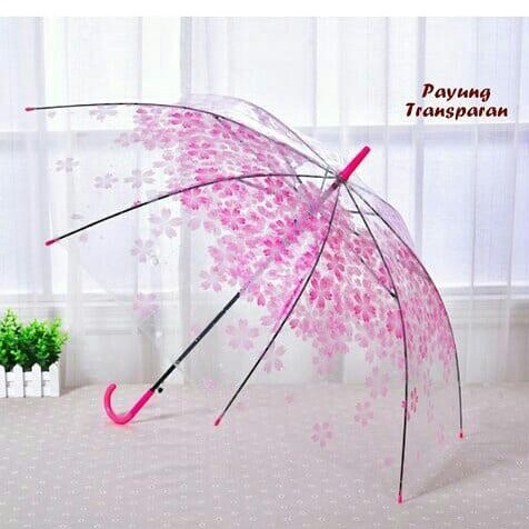 PAYUNG BUNGA TRANSPARAN/PAYUNG BUNGA SAKURA/PAYUNG BUNGA WARNA CANTIK/PAYUNG TRANSPARAN KOREA