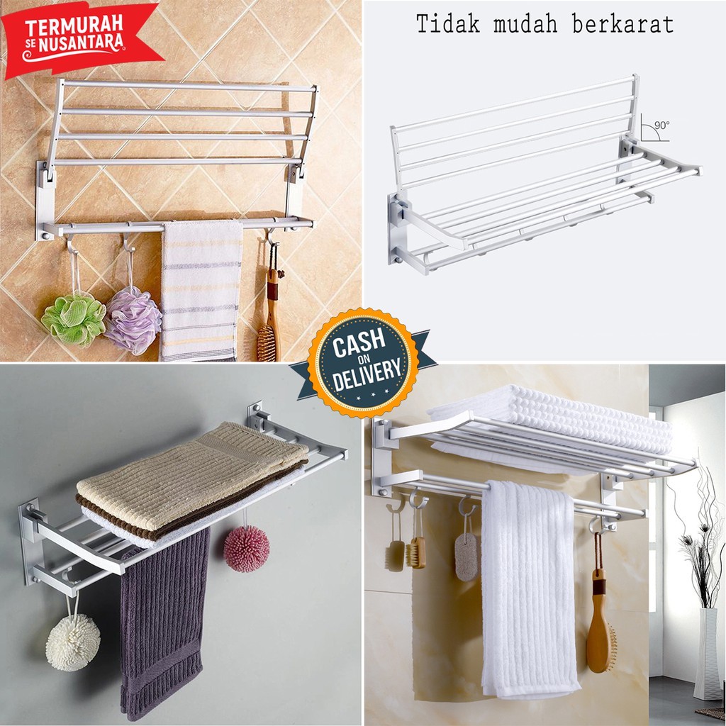 Rak Handuk Stainless Gantungan Handuk Rak Toilet Rak Dinding Kamar Mandi