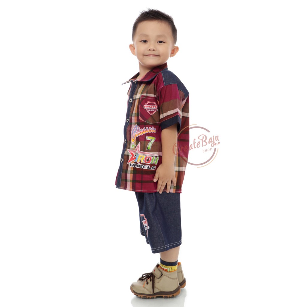 Kemeja Jeans Anak Laki-Laki 2-5 Thn Celana Jeans Bahan Halus Setelan Anak Laki-Laki Termurah