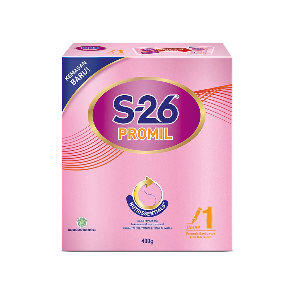 S-26 Promil Tahap 1 Susu Formula  Usia 0-6 Bulan, Kotak 400 gr