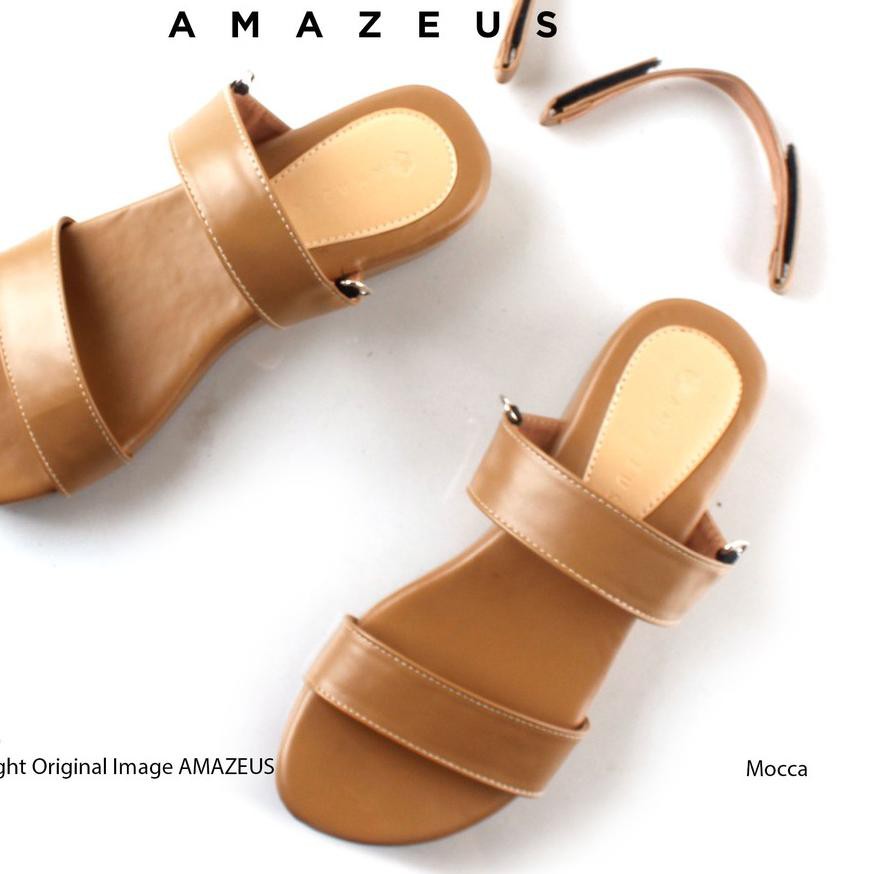 Depan Amazeus AZURA Sandal Tali Wanita Hitam Mocca