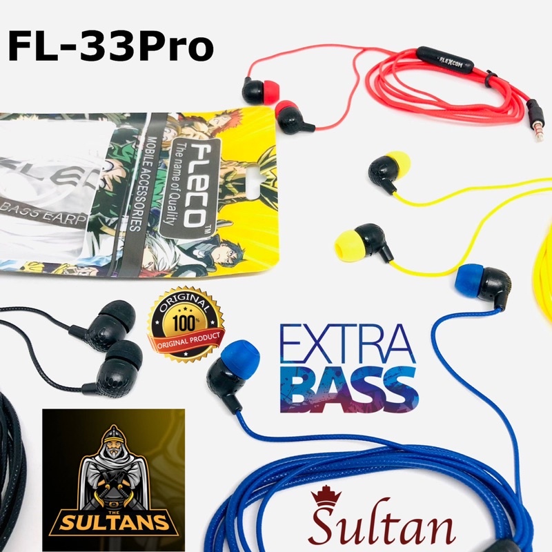 PROMO HANDSFREE FL33 Pro FLECO ORIGINAL EARPHONE EXTRABASS FL-33 BY FLEXCOM COMPANY