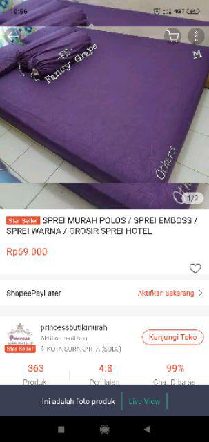 [𝐏𝐑𝐈𝐍𝐂𝐄𝐒𝐒] Sprei Murah Polos / Sprei Emboss / Sprei Warna / Grosir Sprei Hotel