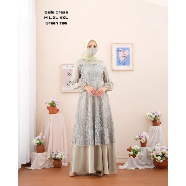 Permata Olshop / Dress Seila NF / Gamis Kebaya Pesta Modern / Kebaya Modern / Dress Kondangan