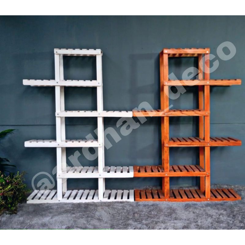 RAK BUNGA KAYU /RAK BUNGA SUSUN / RAK BUNGA 12 POT