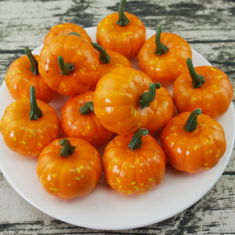 16pcs Labu Mini Buatan Untuk Halloween Thanksgiving