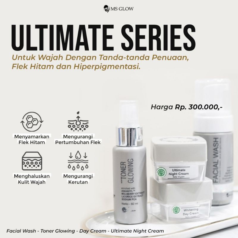 Ms Glow :Paket Ultimate toner glow Series free gift cantik
