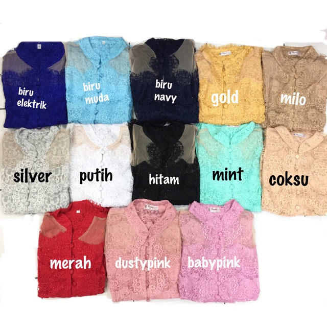 Kebaya Brukat KKB05 Tangan Panjang | Kebaya Kartini Modern Atasan Brokat Wanita Kerah Shanghai-4