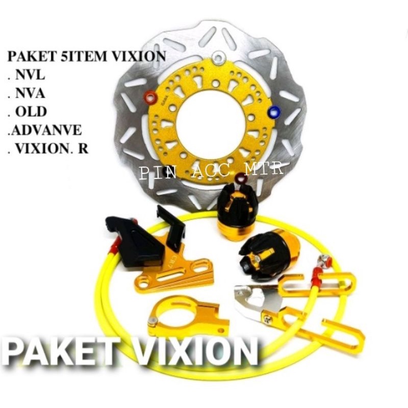 PAKET VARIASI MOTOR VIXION(PNP)DISC CAKRAM+TUTUP KALIPER+JALU AS NAGA+JEPITAN SELANG+SELANG REM DPN