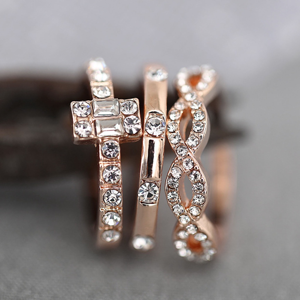 Hu Hu Hu Hu Hu Alat Bantu Pasang Kacamata♡ 3pcs / Set Cincin Jari Gaya Minimalis Untuk Dekorasi Harian